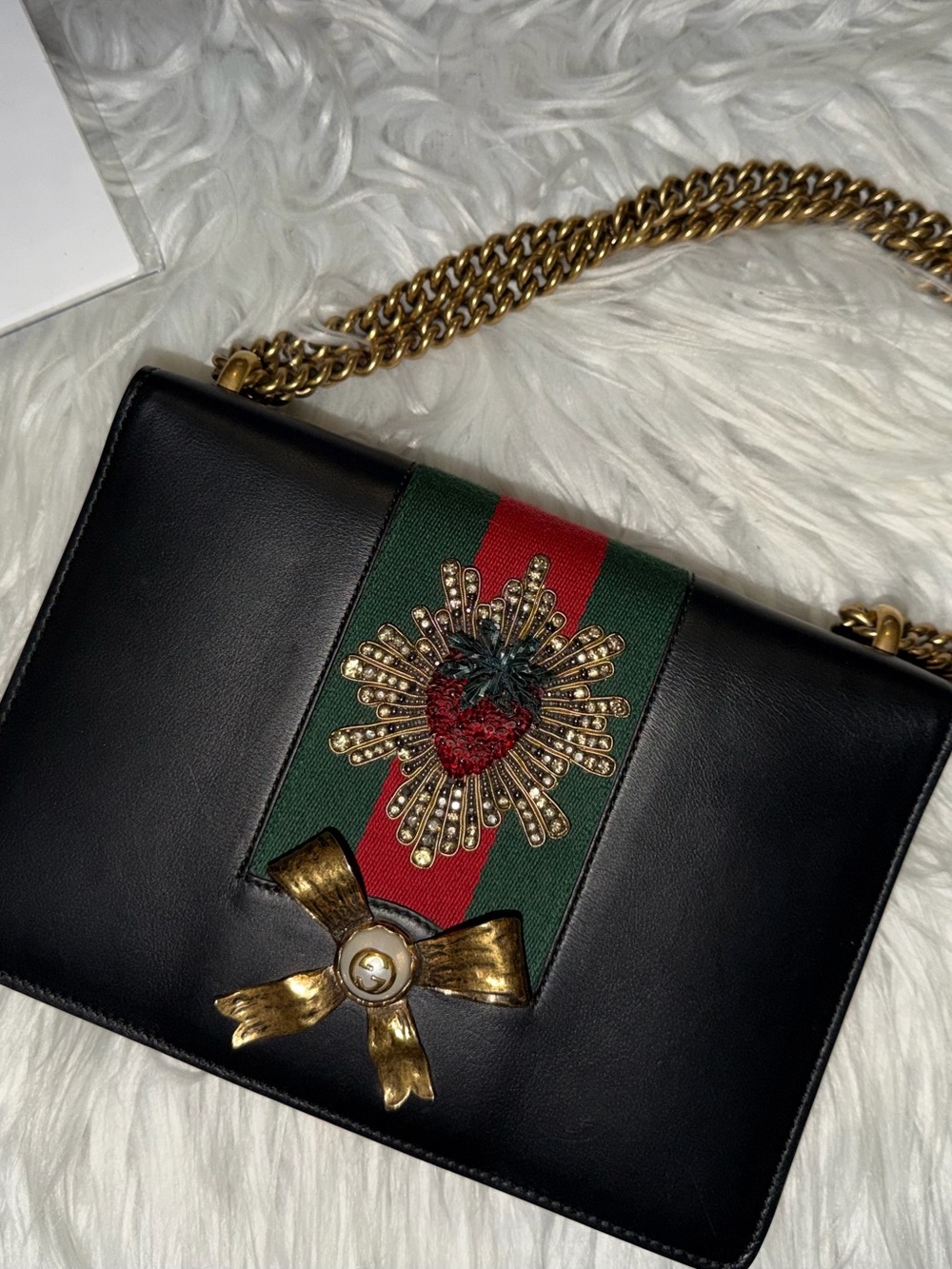 GG Medium Peony Chain Shoulder and Crossbody Leather Bag Limited Edition